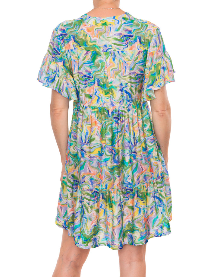 Frill Sleeve Dress - Lime