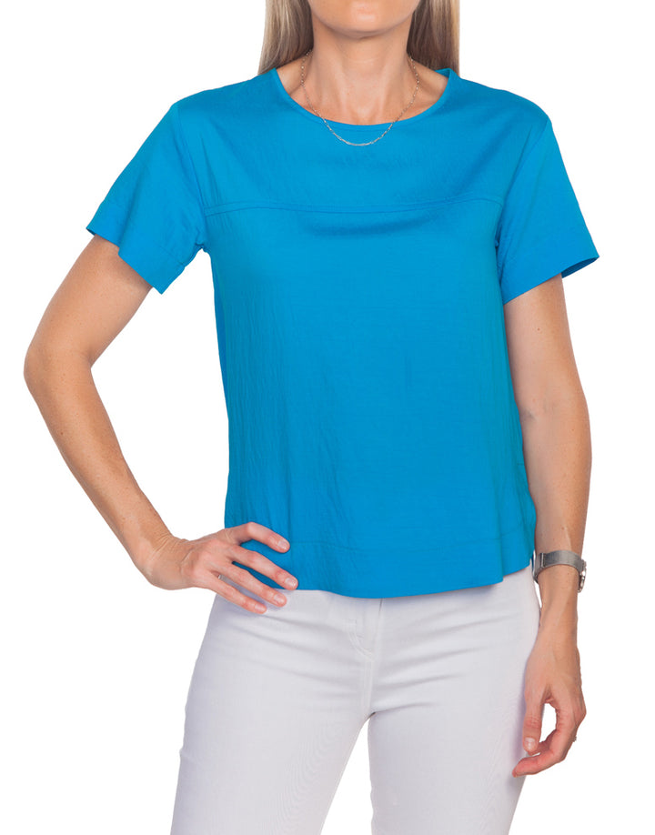 Linen Look Blouse - Blue