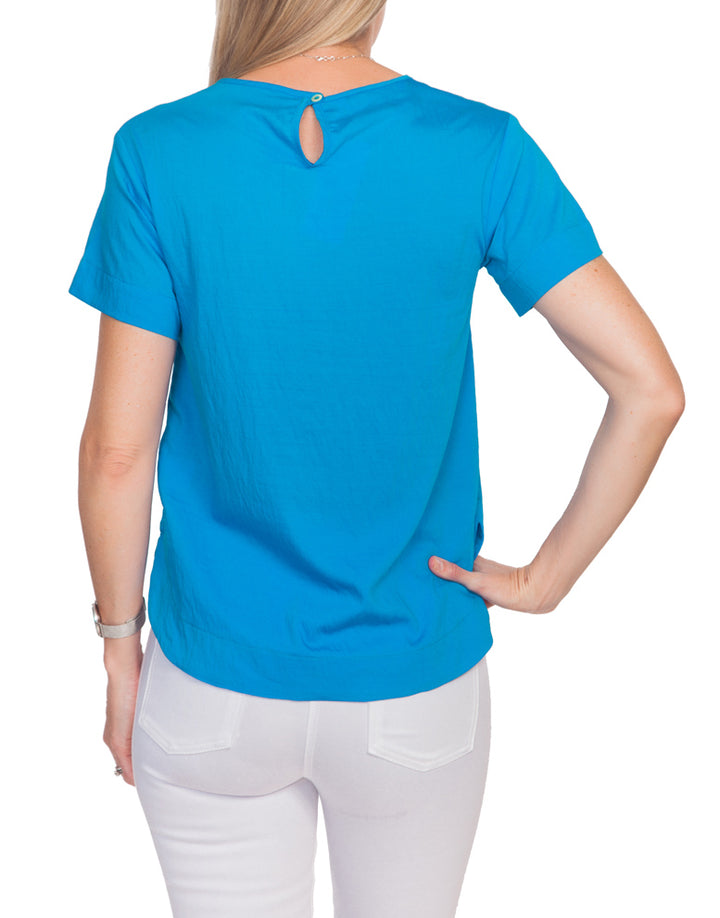 Linen Look Blouse - Blue