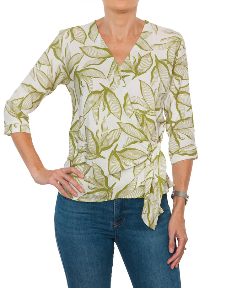 Tie Wrap Top - Lime Floral