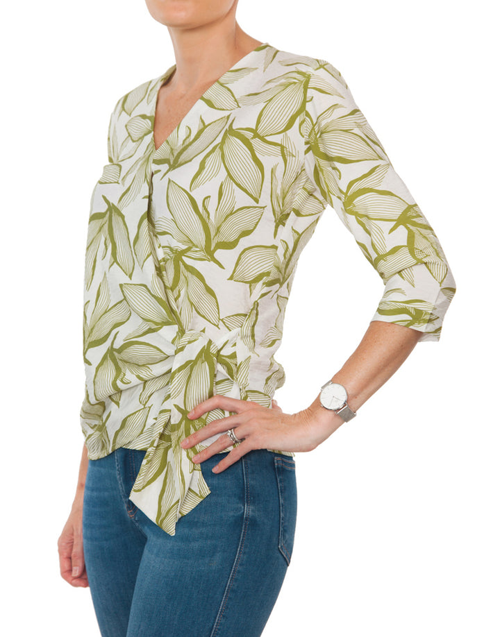 Tie Wrap Top - Lime Floral