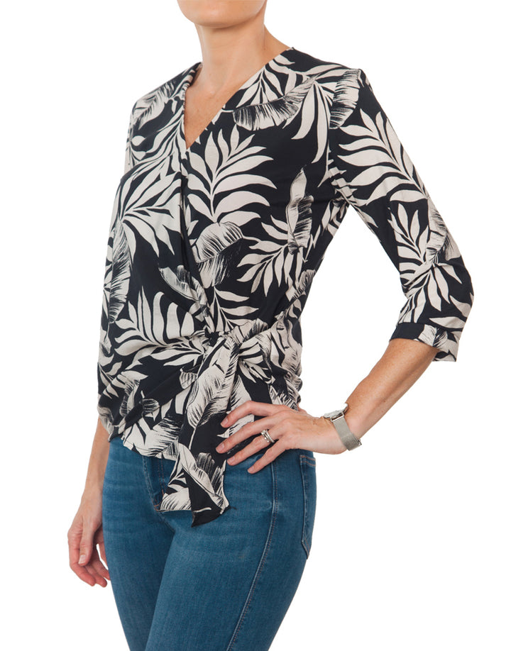 Tie Wrap Top - Black Floral