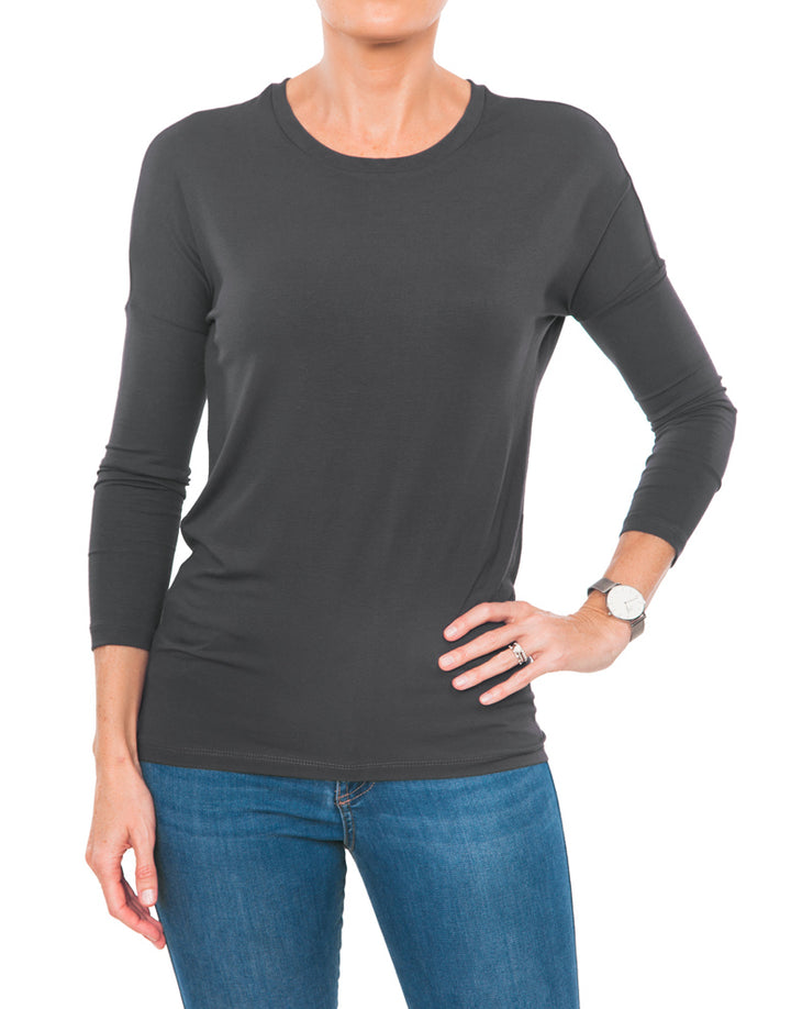 Scoop Neck Blouse - Charcoal