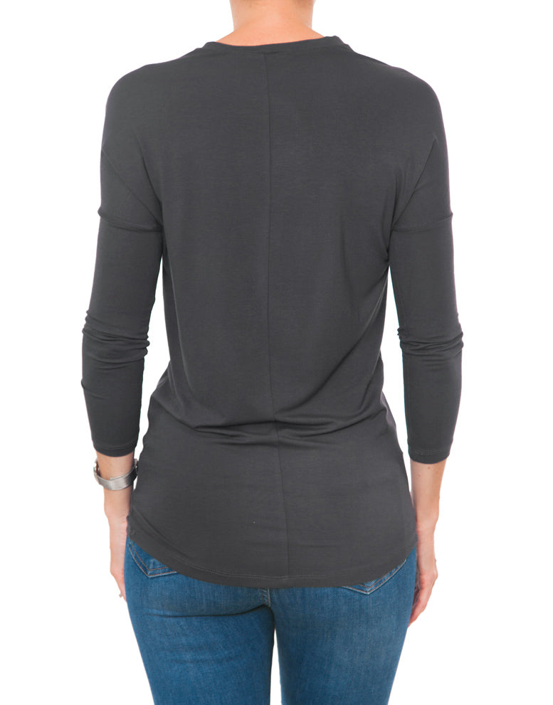 Scoop Neck Blouse - Charcoal