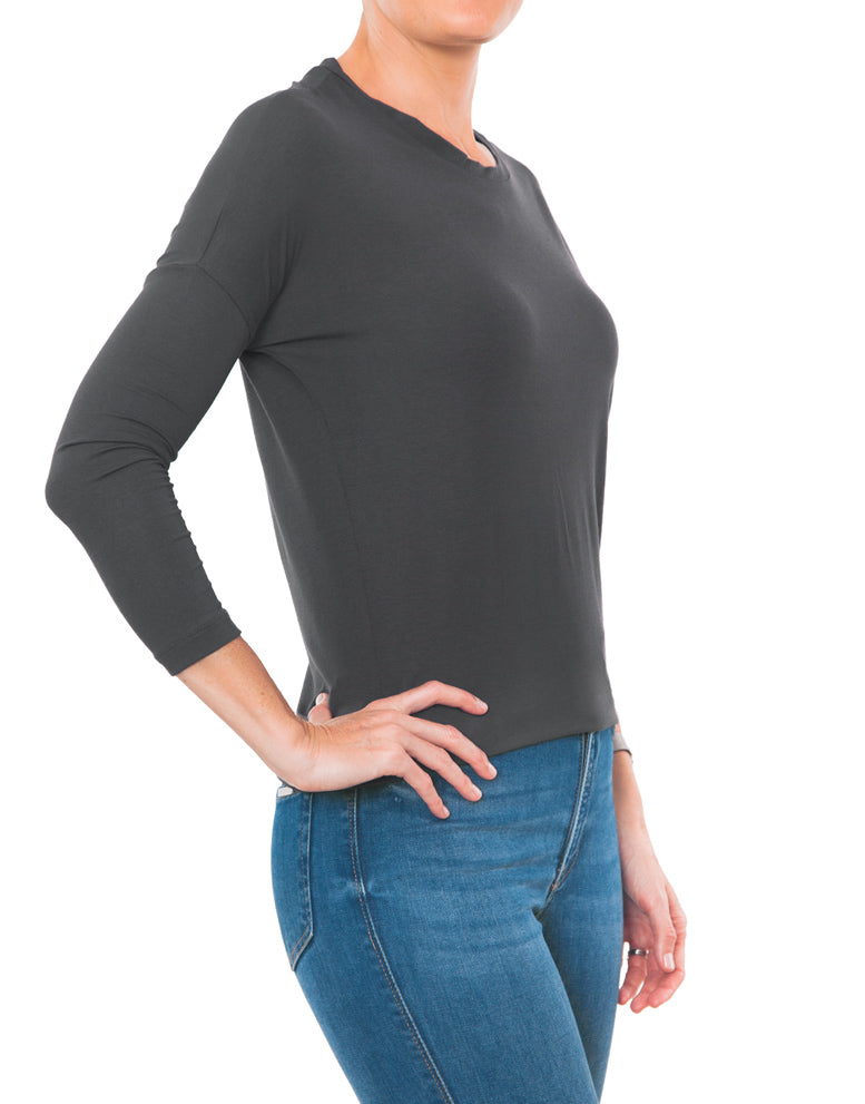 Scoop Neck Blouse - Charcoal