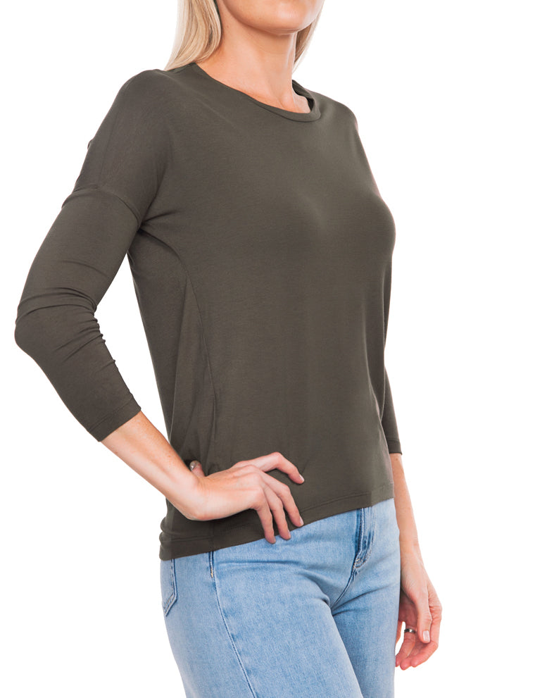 Scoop Neck Blouse - Dark Olive