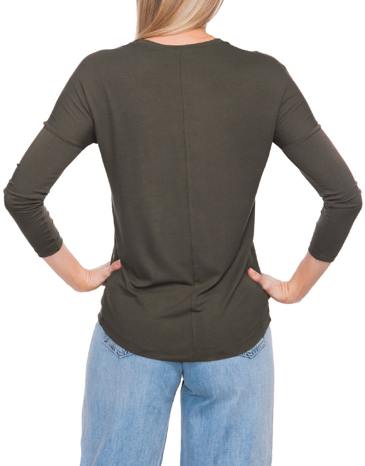 Scoop Neck Blouse - Dark Olive