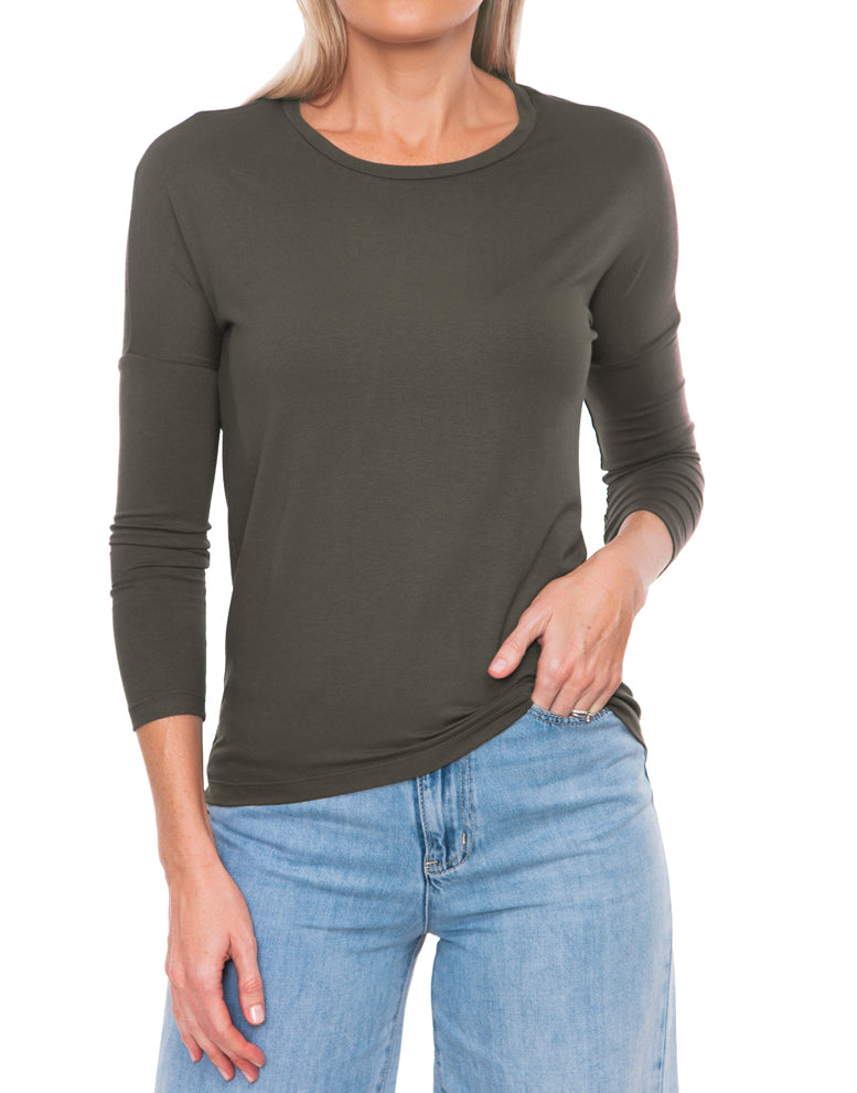Scoop Neck Blouse - Dark Olive