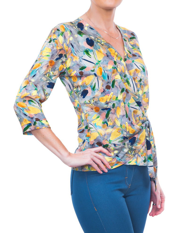 Tie Wrap Top - Warm Floral