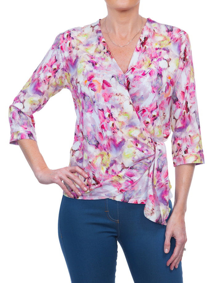 Tie Wrap Top - Cool Floral