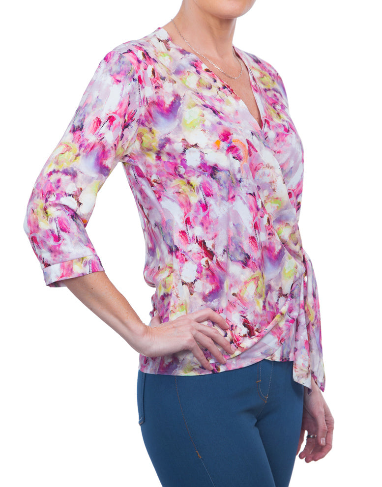 Tie Wrap Top - Cool Floral