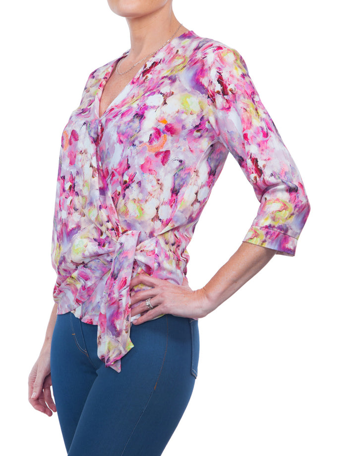 Tie Wrap Top - Cool Floral