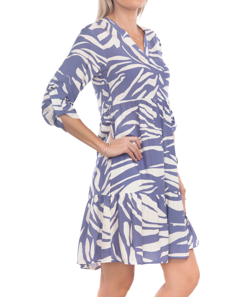 V Neck Tiered Dress - Periwinkle