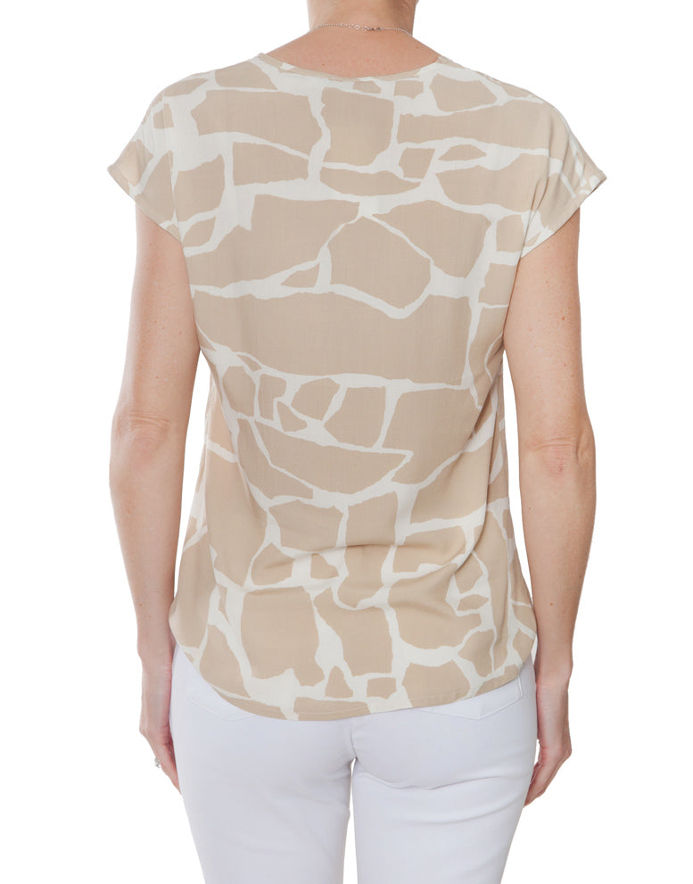 V Neck Tee - Beige