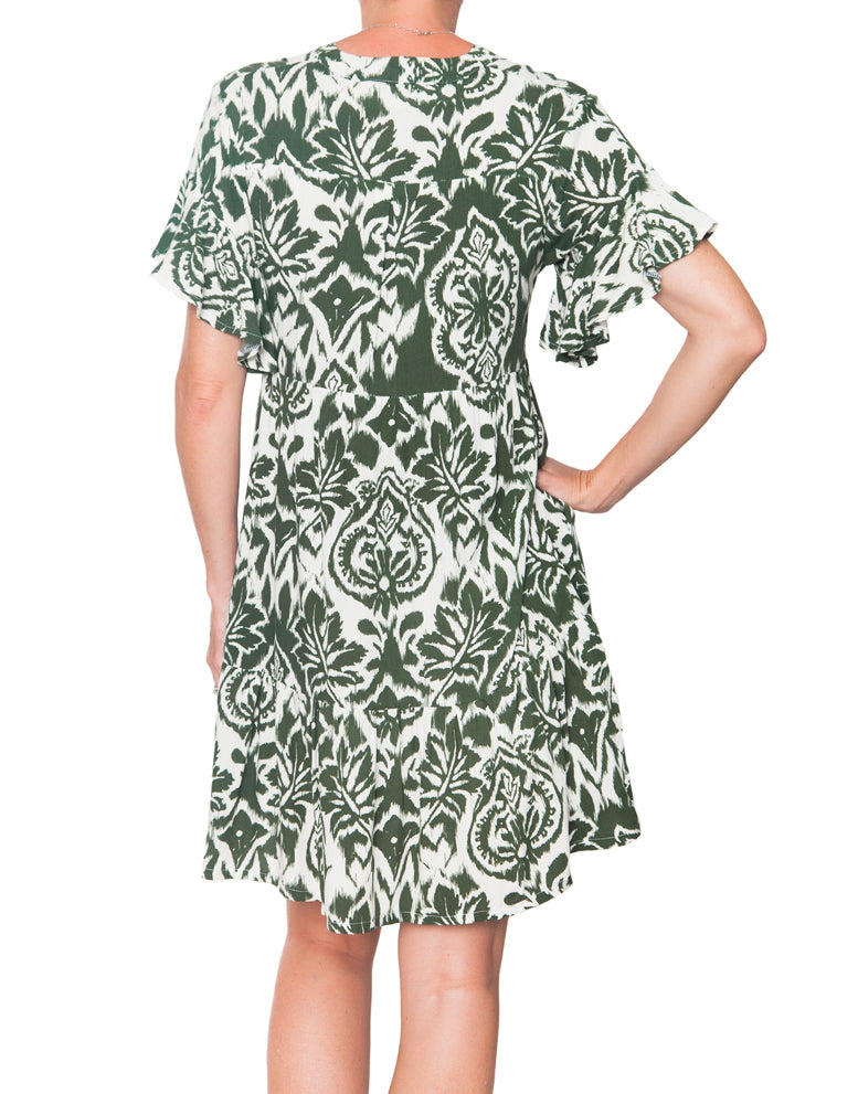 Frill Sleeve Dress - Olive