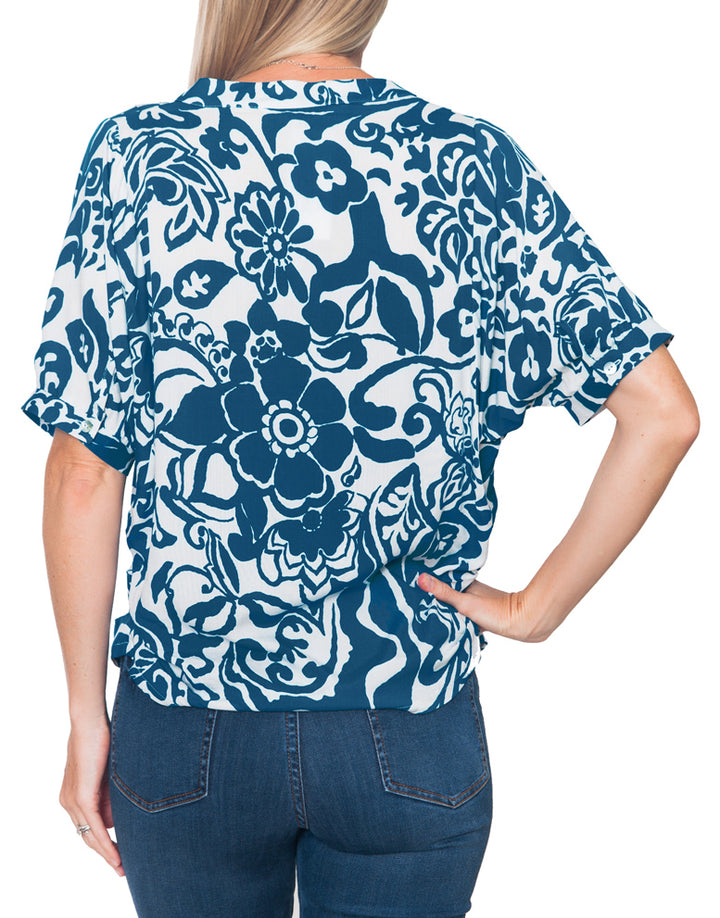 Batwing Blouse - Teal Blue