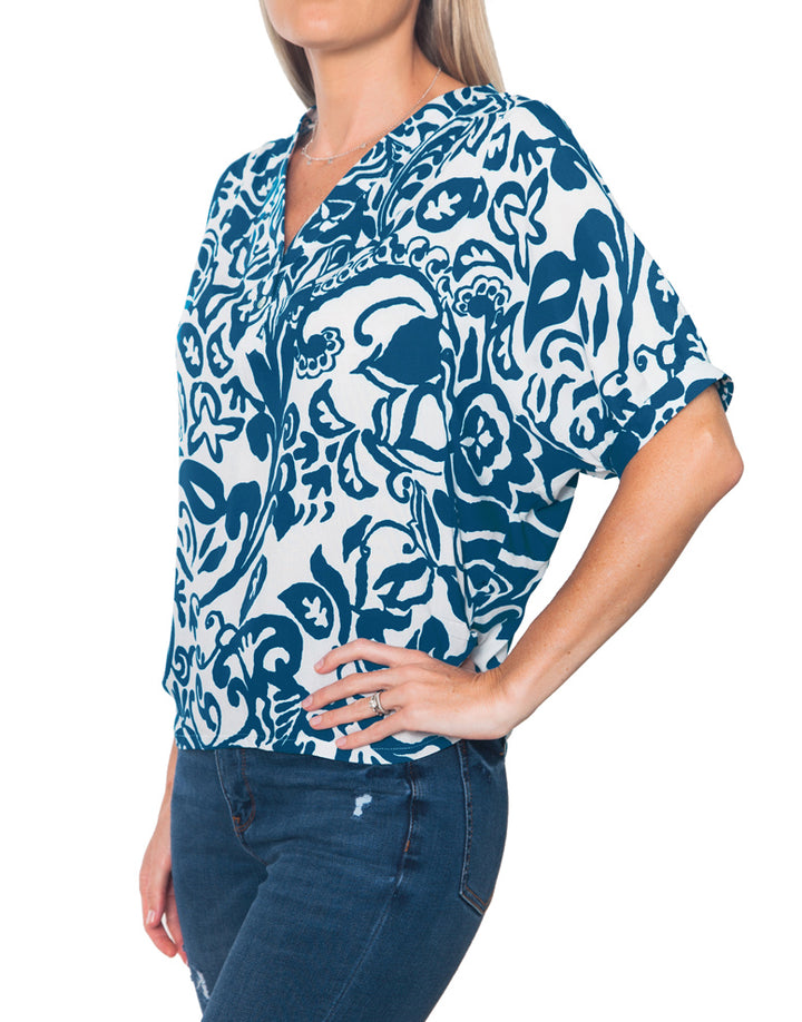 Batwing Blouse - Teal Blue