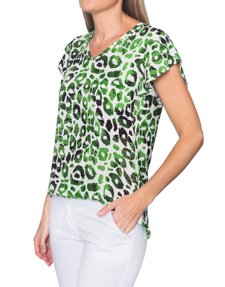 Petal Sleeve Blouse - Animal