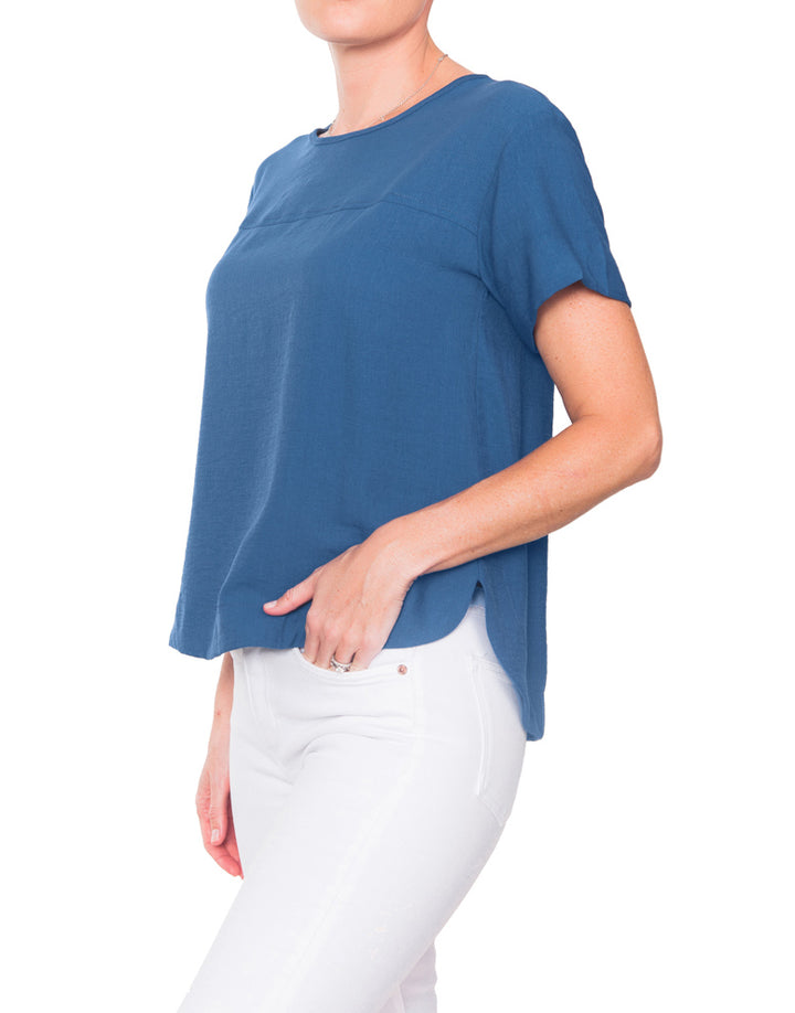 Linen Look Blouse - Blue