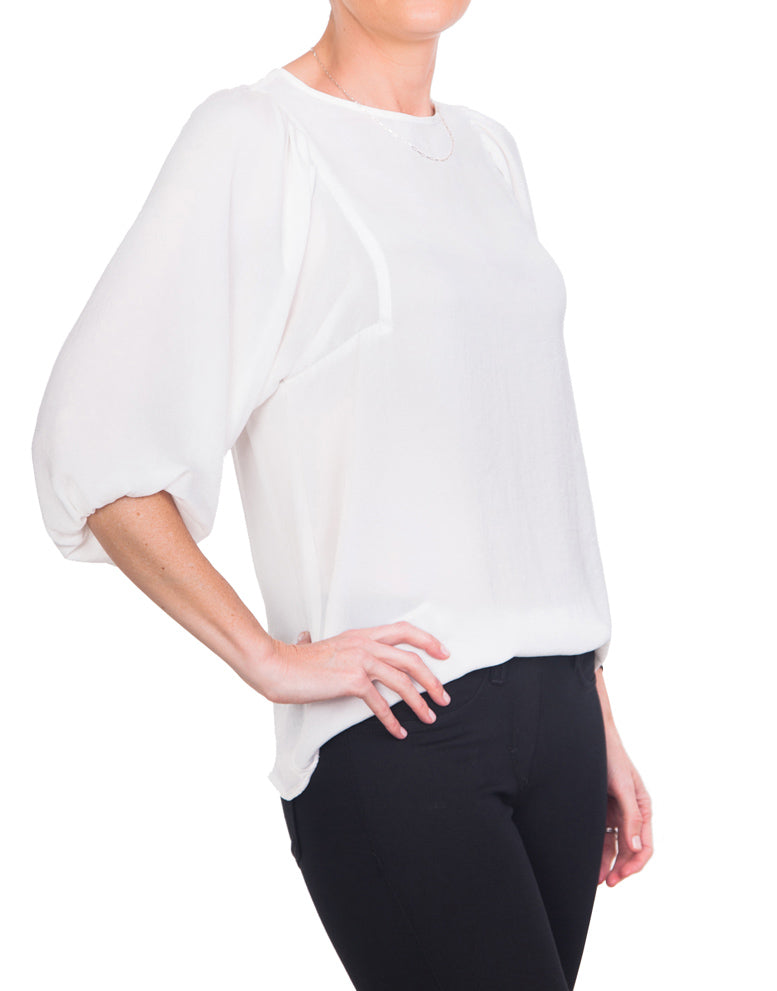 Gathered Boho Blouse - Milk