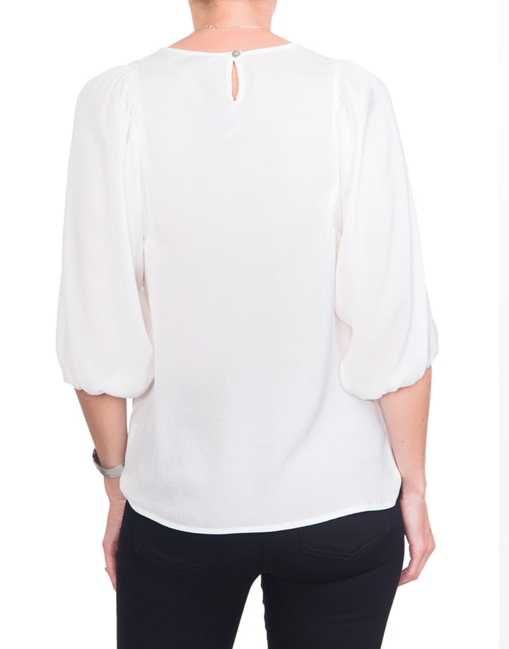 Gathered Boho Blouse - Milk