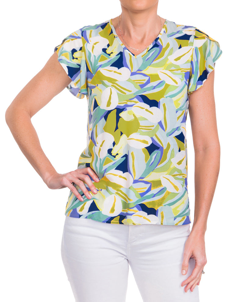 Petal Sleeve Blouse - Lime